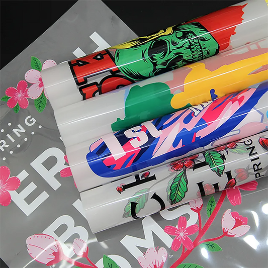 dtf film rolled up on a table