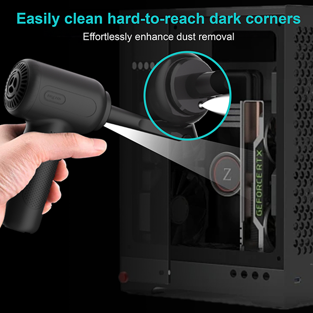 air duster cleaning inside a computer