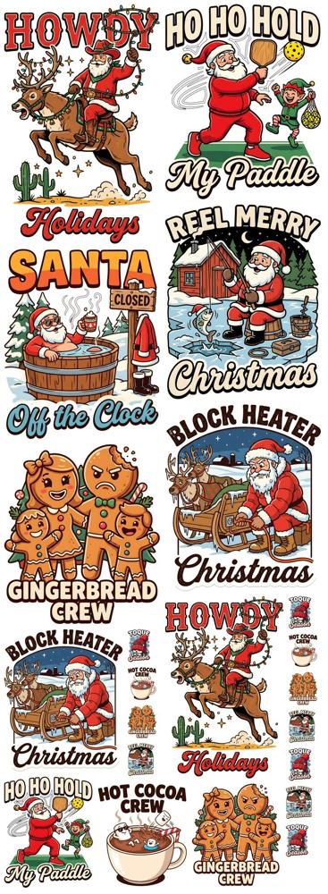 Full layout of Christmas Mixed Gang Sheet 2 of 2, 22 x 60 in