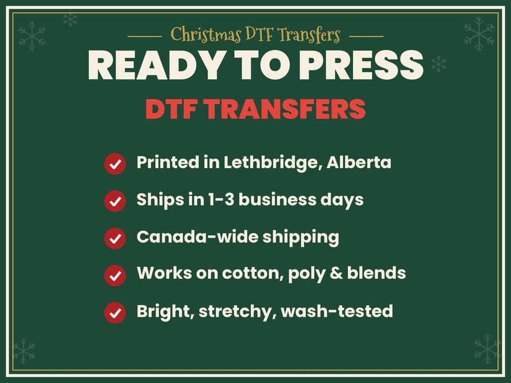 Ready-to-press DTF transfers, printed in Lethbridge, Alberta