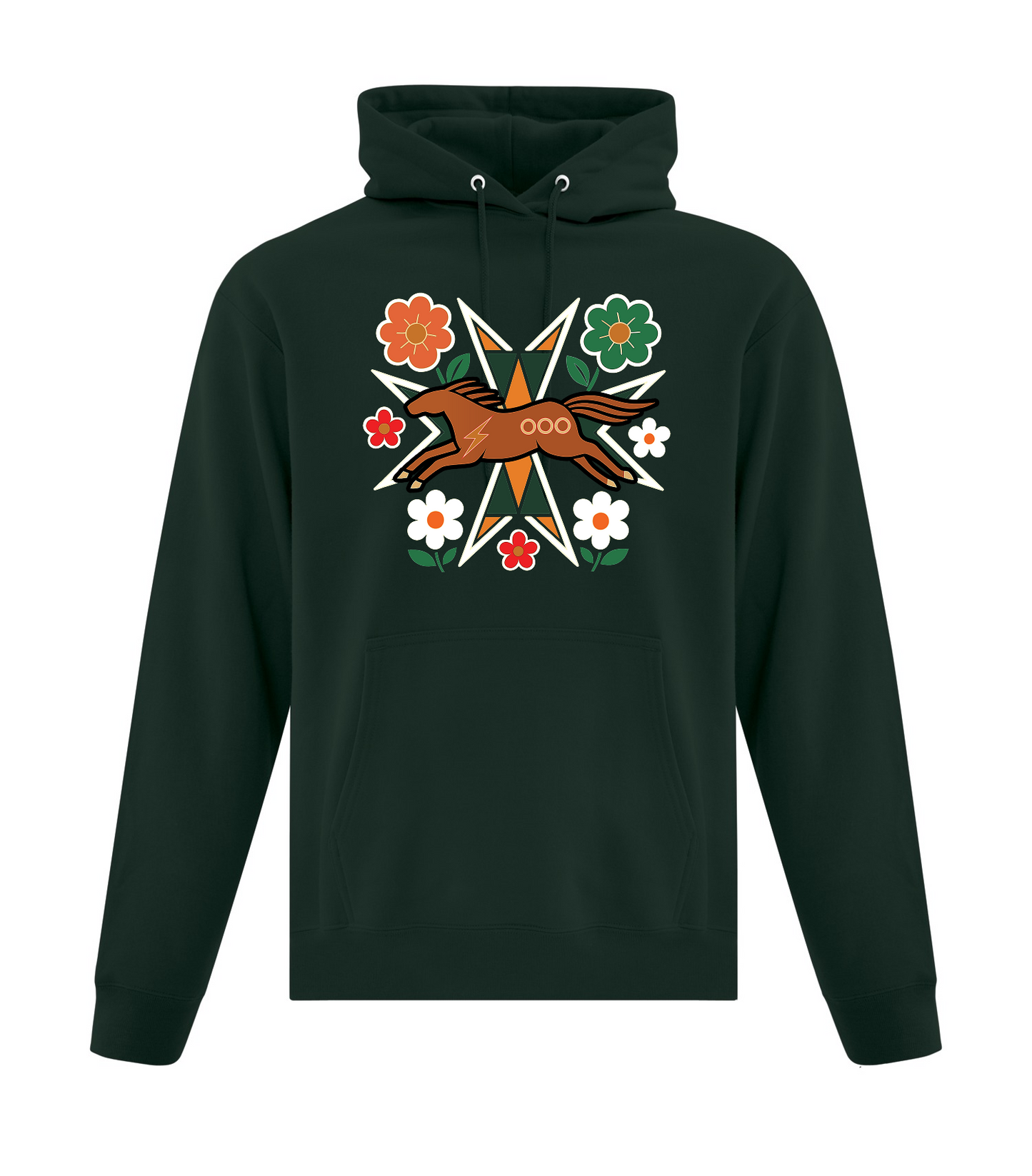 Horse Floral - Adult Pullover Hoodie, ATCF2500