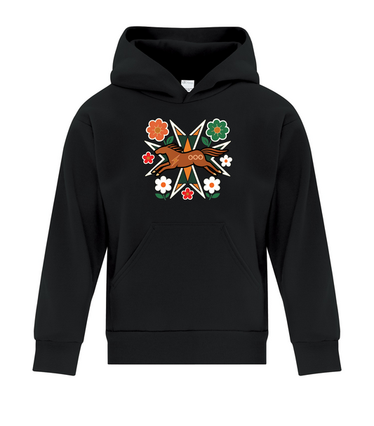 Horse Floral - Youth Pullover Hoodie, ATCY2500